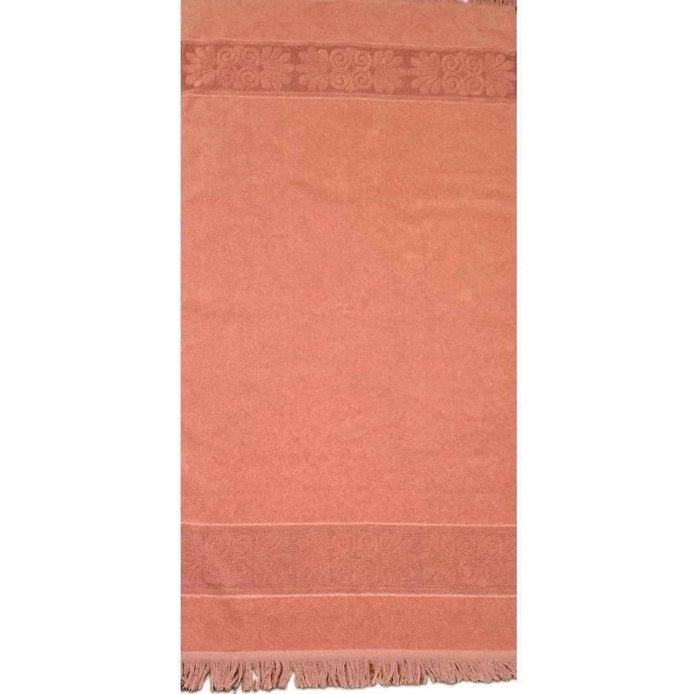 Vtg Retro Cannon Monticello Bath Towel Washcloths Pink MCM Fringe Retro 1970s